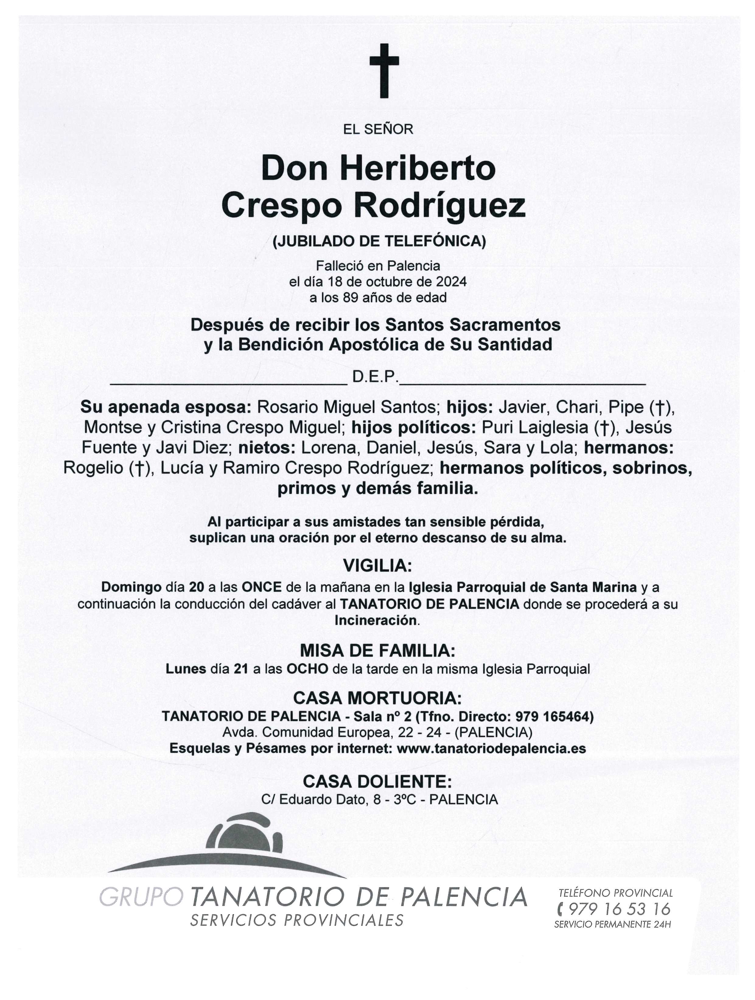 EL SEÑOR DON HERIBERTO CRESPO RODRÍGUEZ